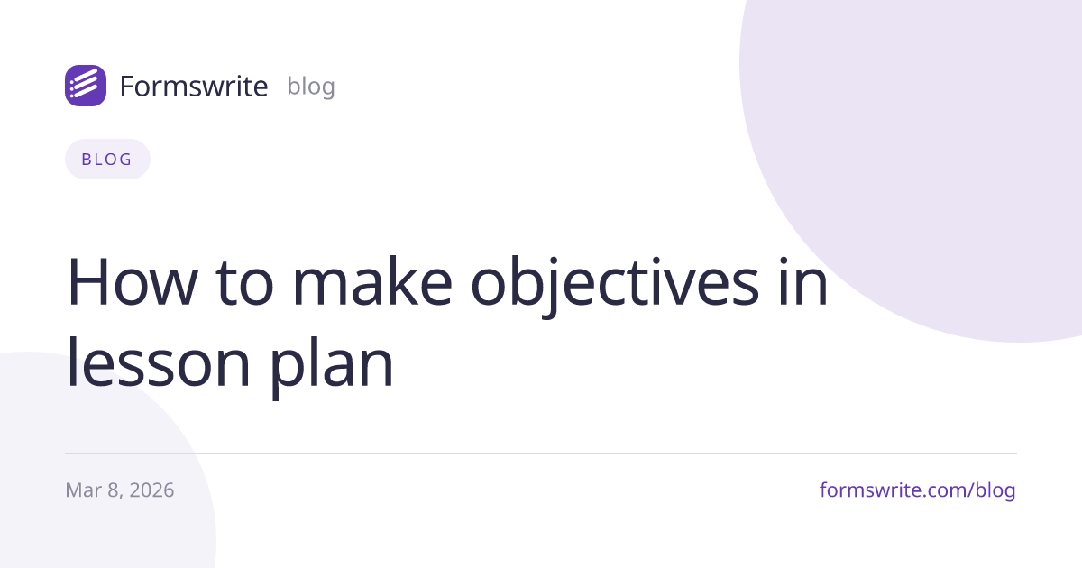 How to make objectives in lesson plan