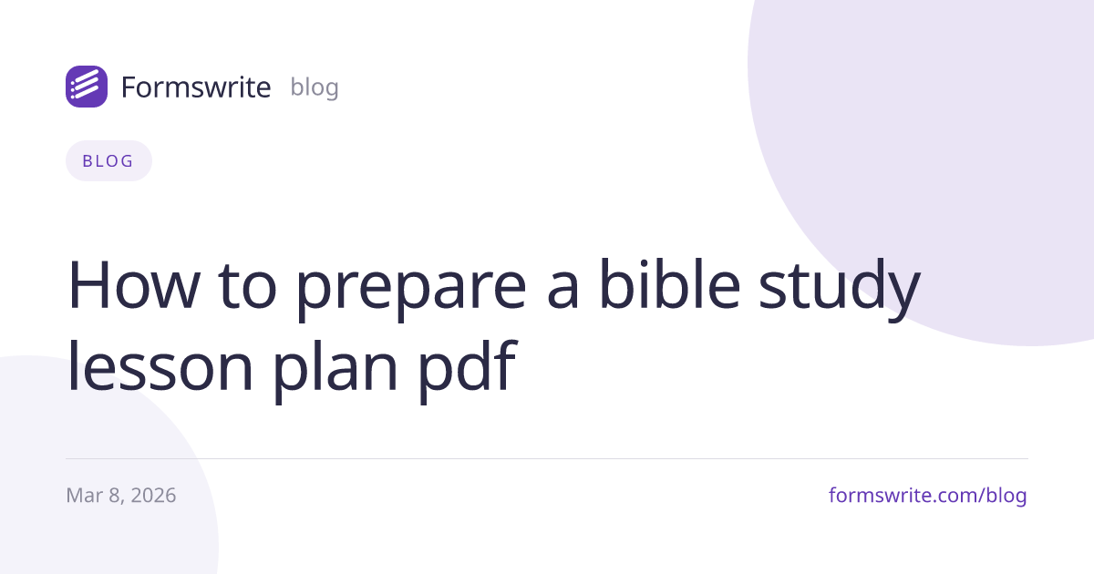 How to prepare a bible study lesson plan pdf