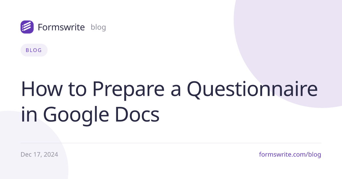 How to Prepare a Questionnaire in Google Docs