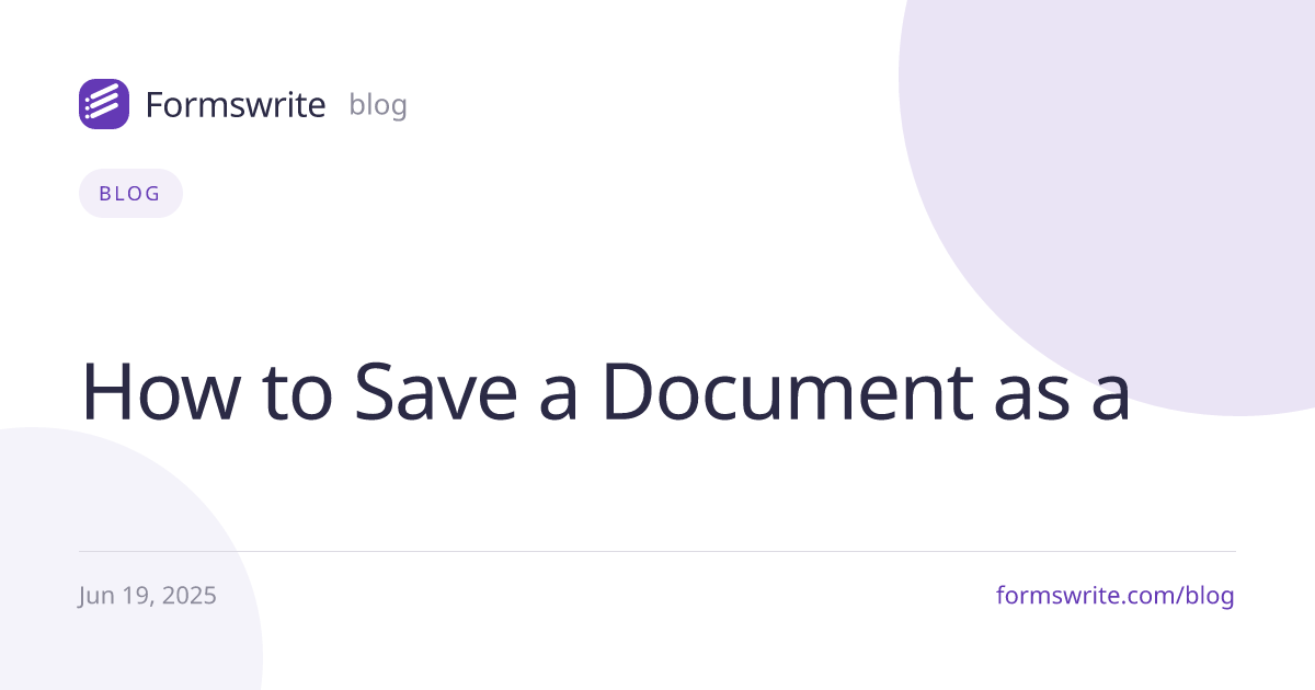 How to Save a Document as a 
