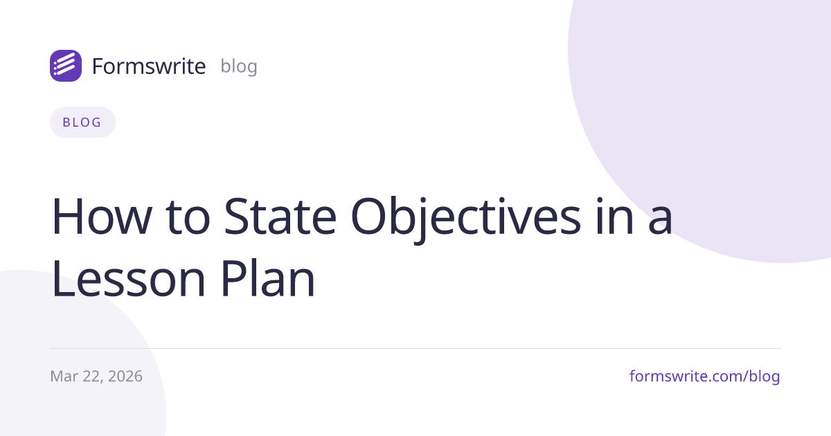 How to State Objectives in a Lesson Plan