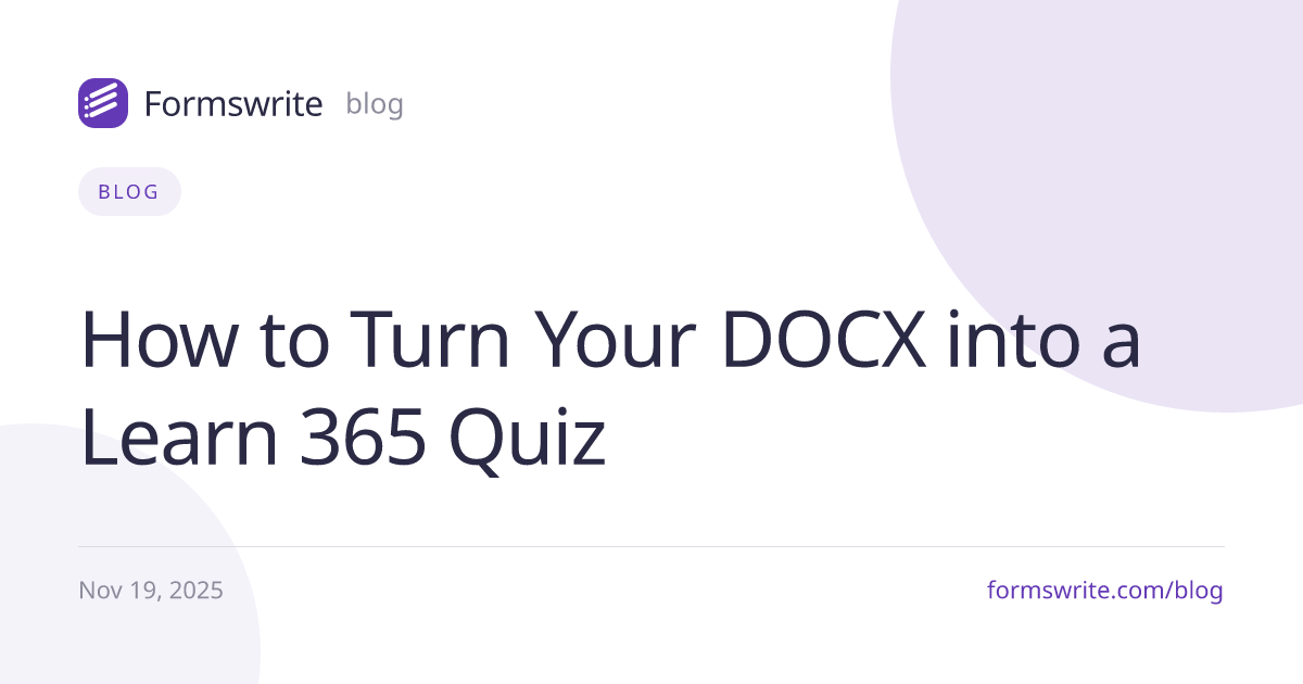 How to Turn Your DOCX into a Learn 365 Quiz