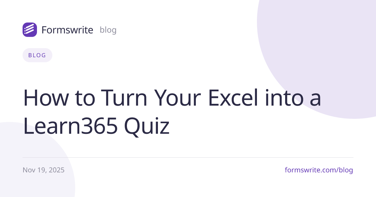 How to Turn Your Excel into a Learn365 Quiz