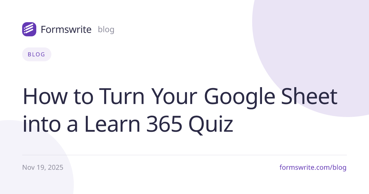 How to Turn Your Google Sheet into a Learn 365 Quiz