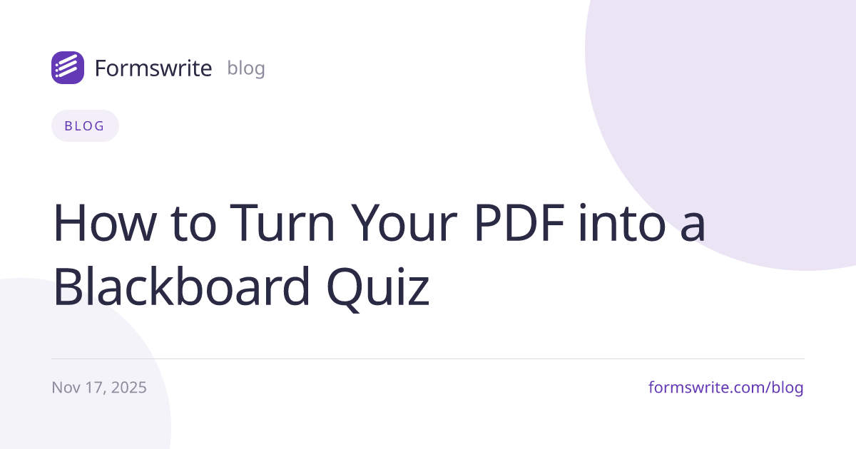 How to Turn Your PDF into a Blackboard Quiz
