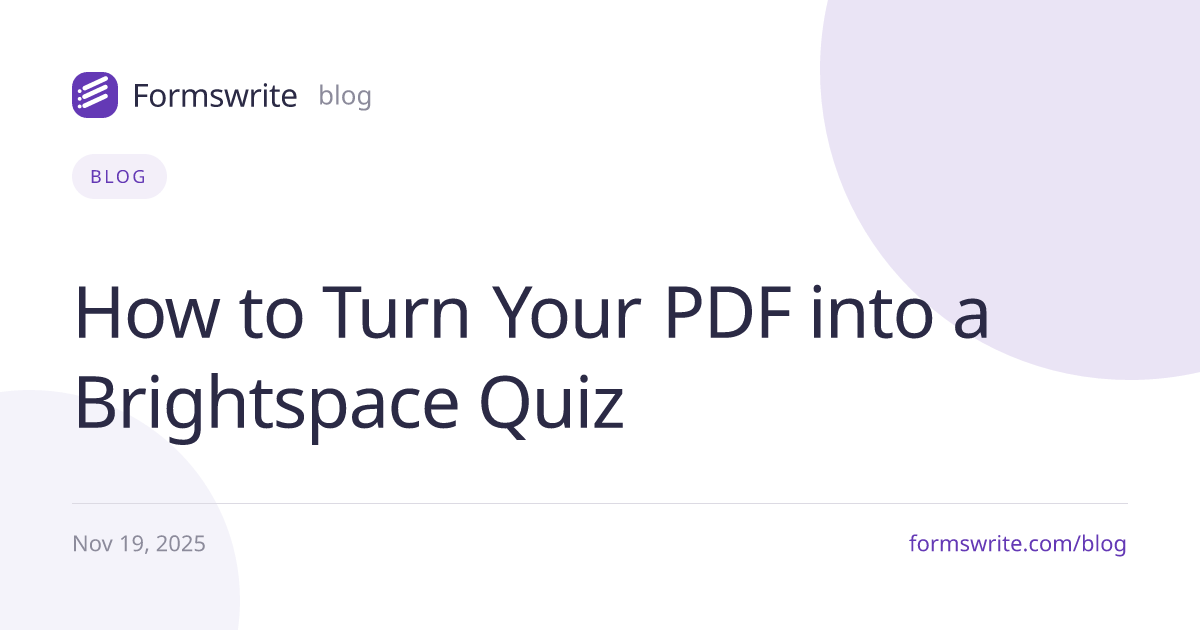 How to Turn Your PDF into a Brightspace Quiz
