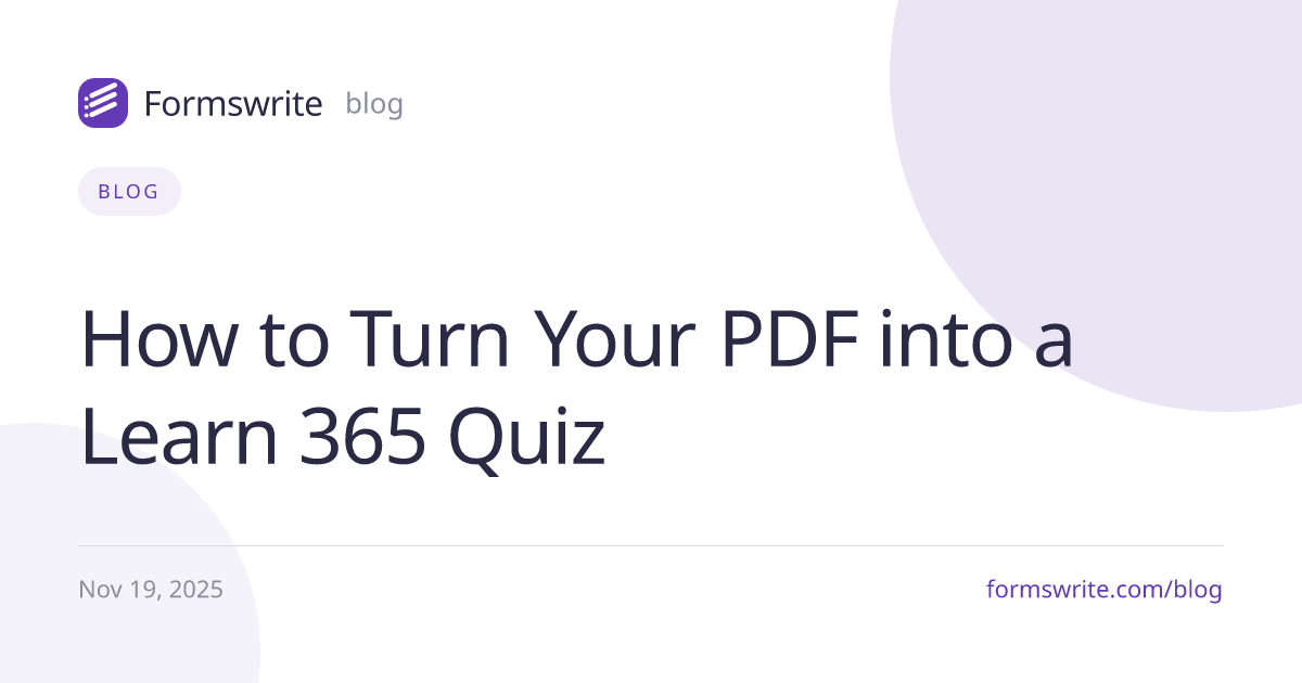 How to Turn Your PDF into a Learn 365 Quiz