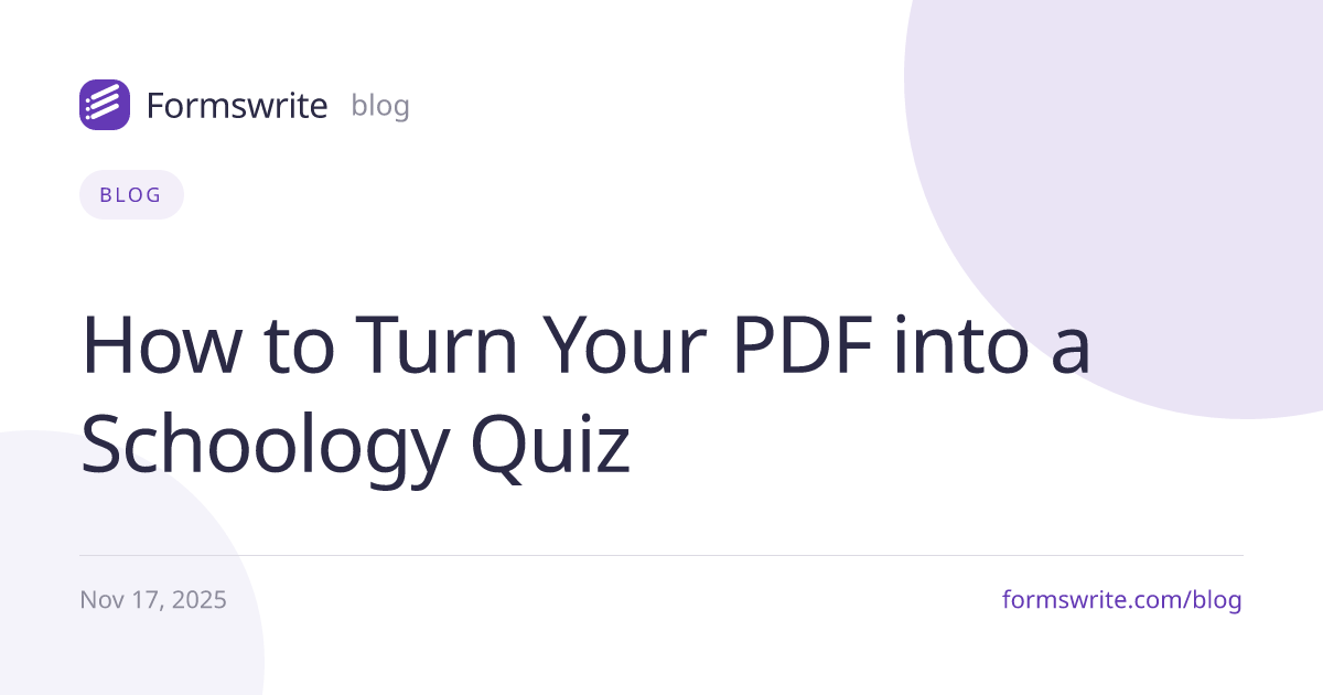 How to Turn Your PDF into a Schoology Quiz