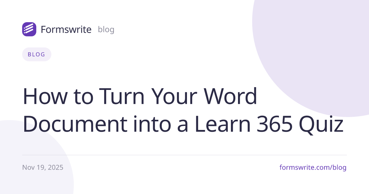 How to Turn Your Word Document into a Learn 365 Quiz