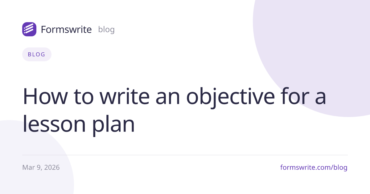 How to write an objective for a lesson plan