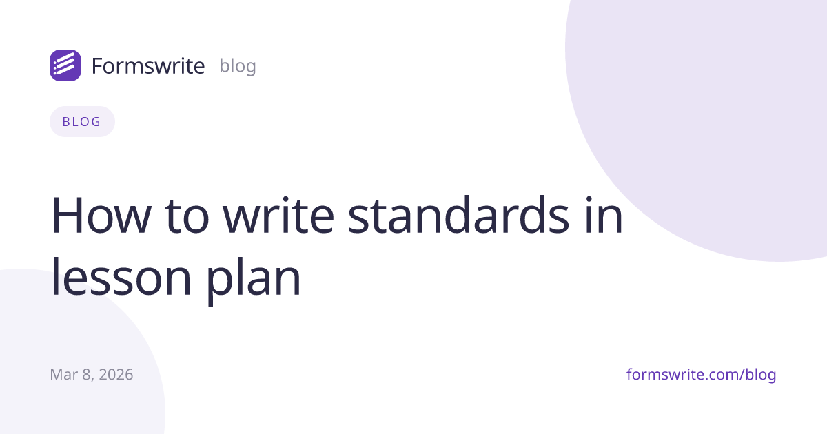 How to write standards in lesson plan