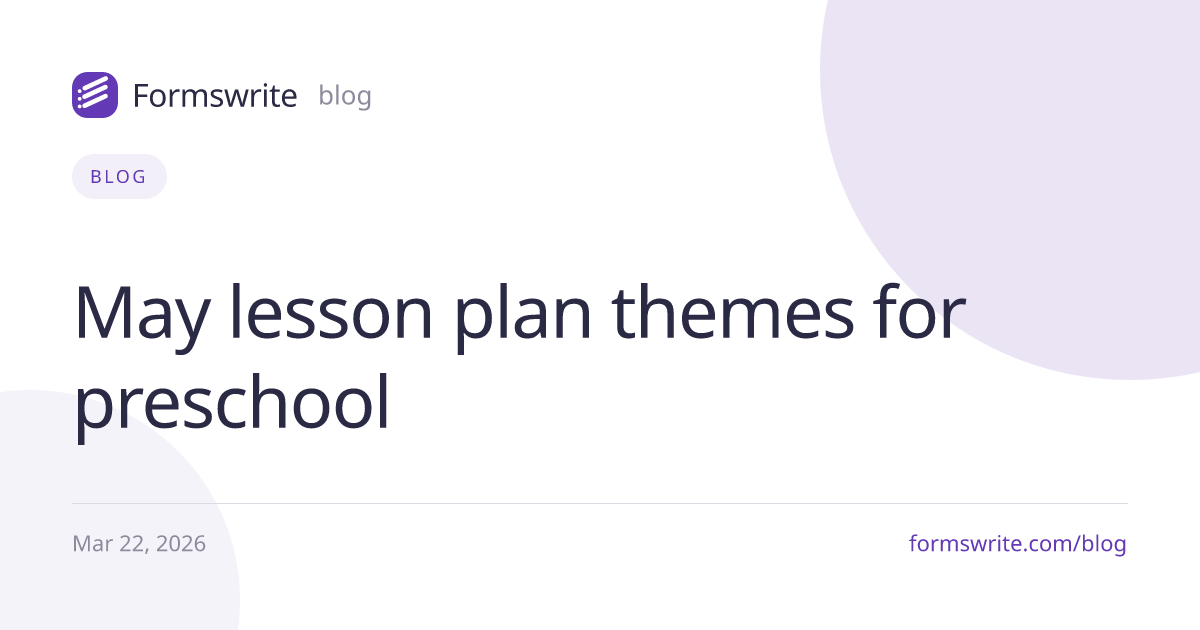 May lesson plan themes for preschool