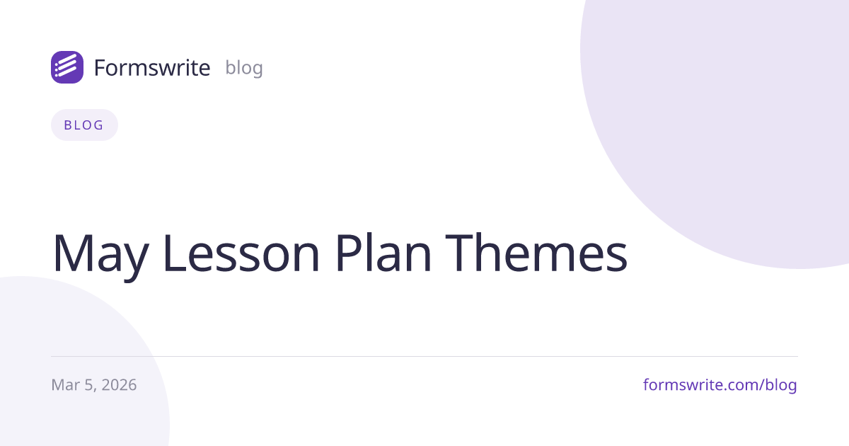 May Lesson Plan Themes