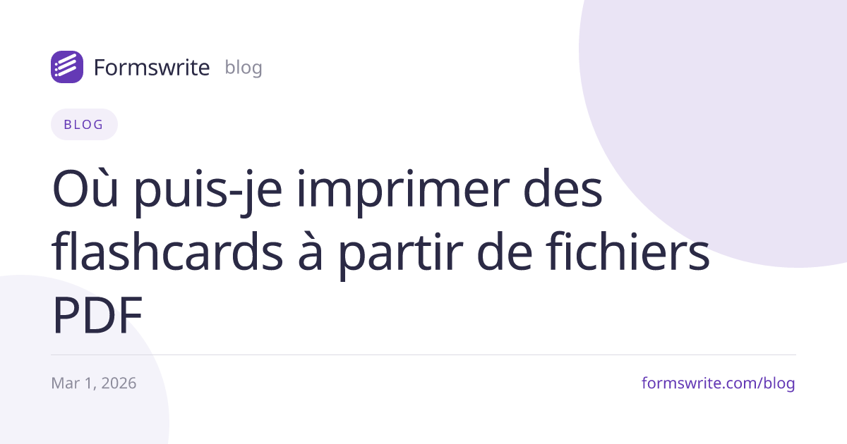 Où puis-je imprimer des flashcards à partir de fichiers PDF