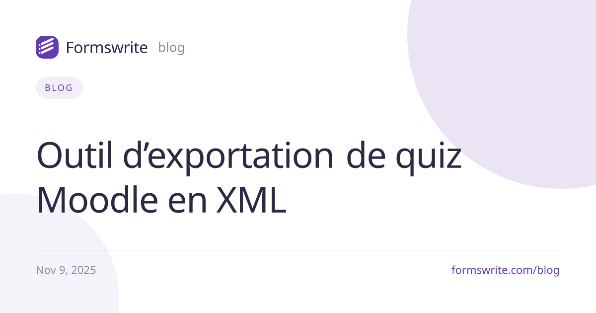 Outil d’exportation de quiz Moodle en XML