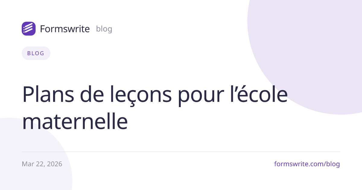 Plans de leçons pour l’école maternelle