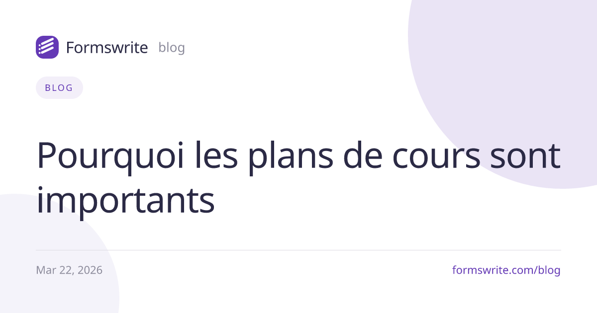 Pourquoi les plans de cours sont importants