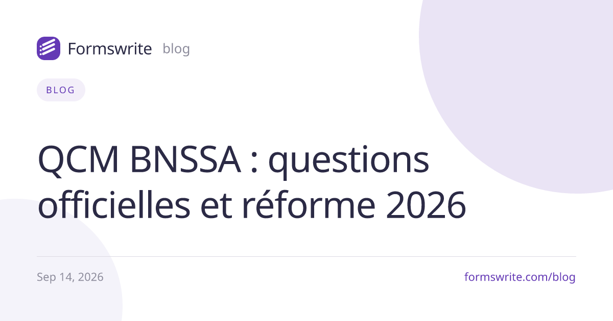 QCM BNSSA : questions officielles et réforme 2026