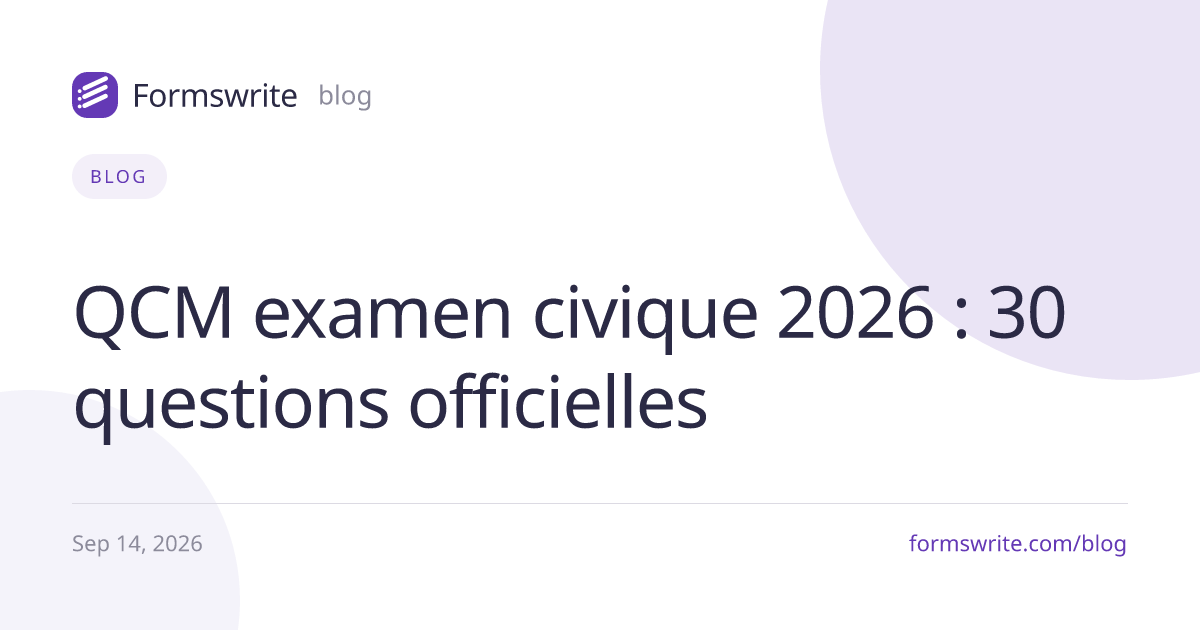 QCM examen civique 2026 : 30 questions officielles