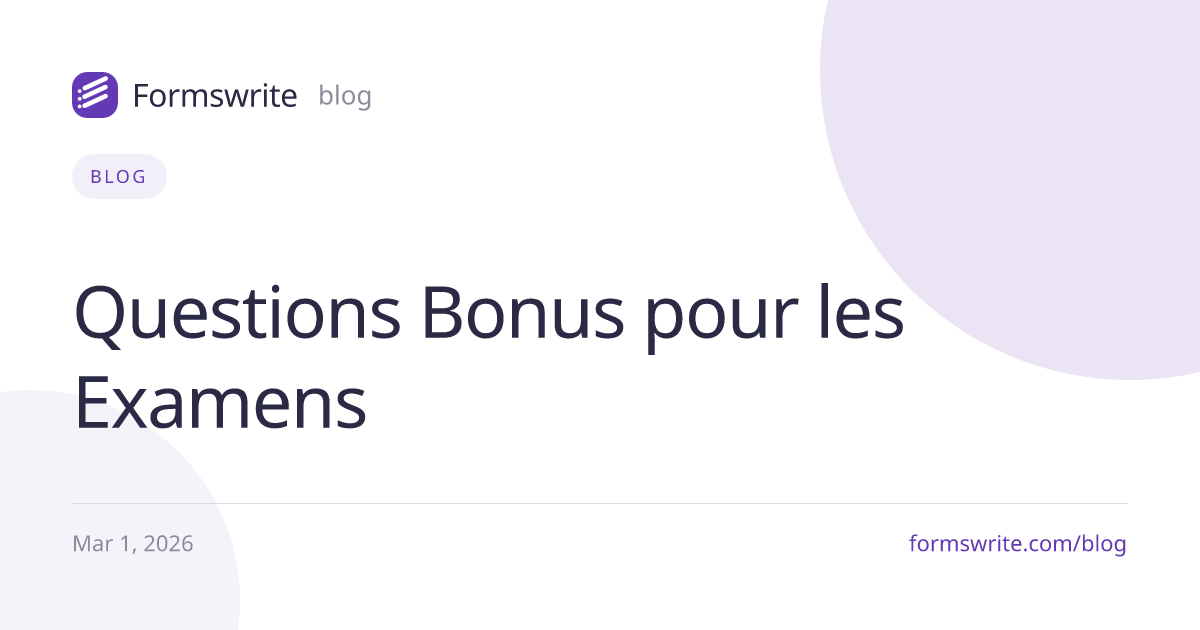 Questions Bonus pour les Examens