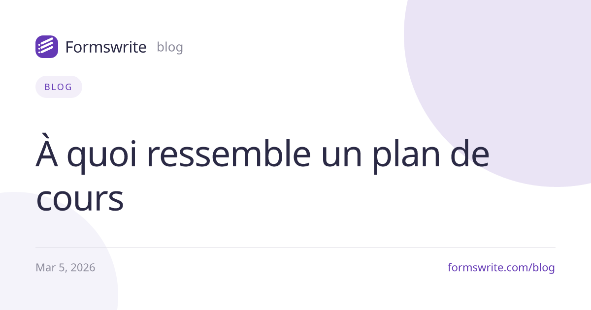 À quoi ressemble un plan de cours