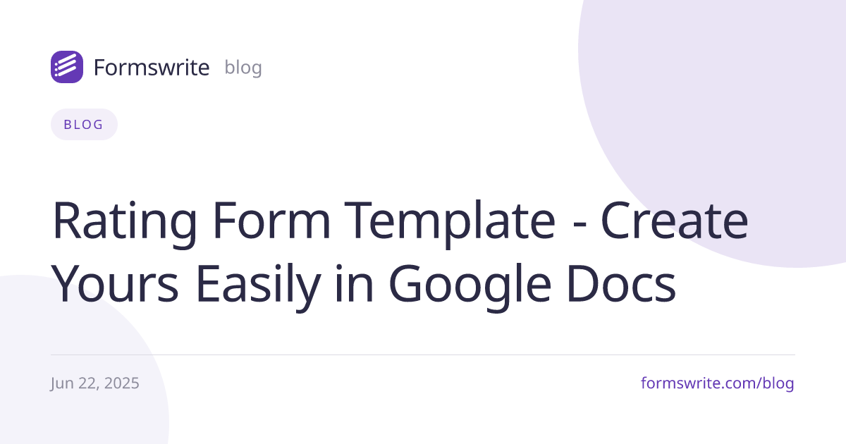 Rating Form Template - Create Yours Easily in Google Docs