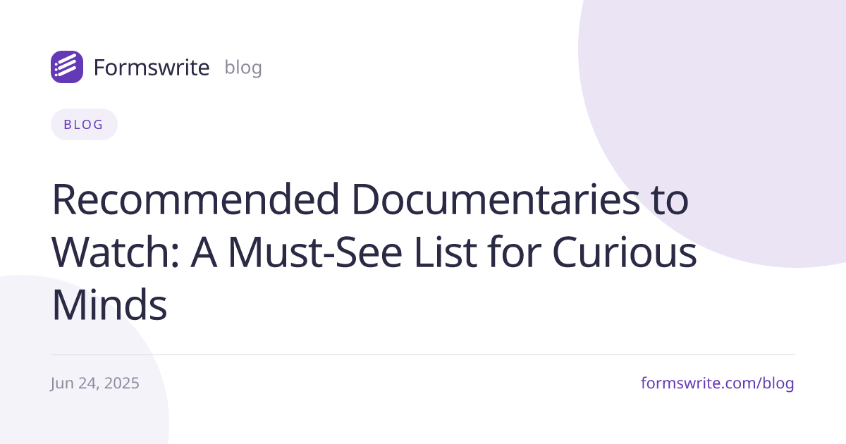 Recommended Documentaries to Watch: A Must-See List for Curious Minds