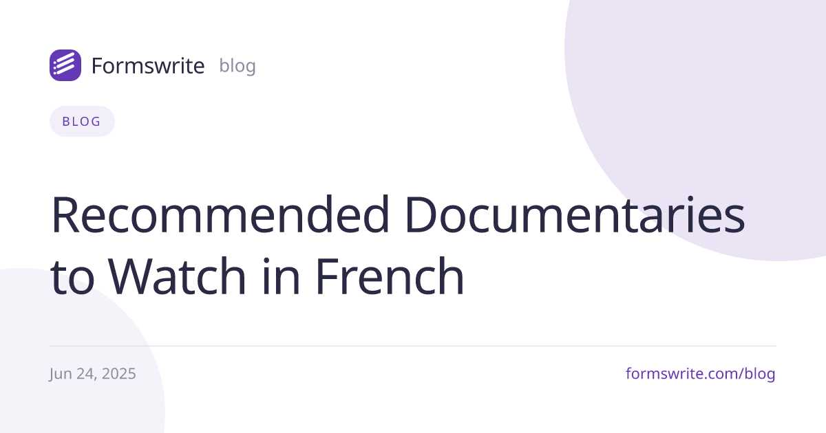 Recommended Documentaries to Watch in French