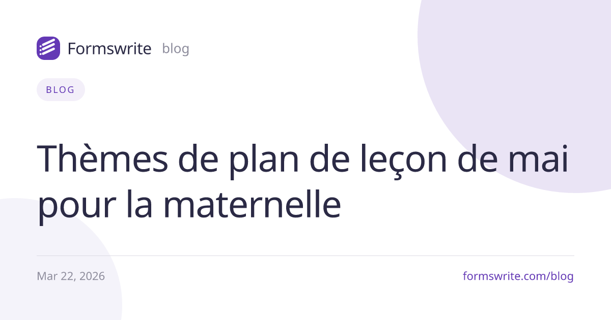 Thèmes de plan de leçon de mai pour la maternelle