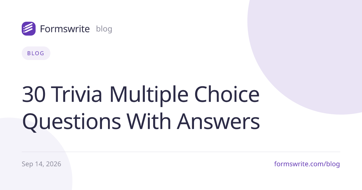 30 Trivia Multiple Choice Questions With Answers
