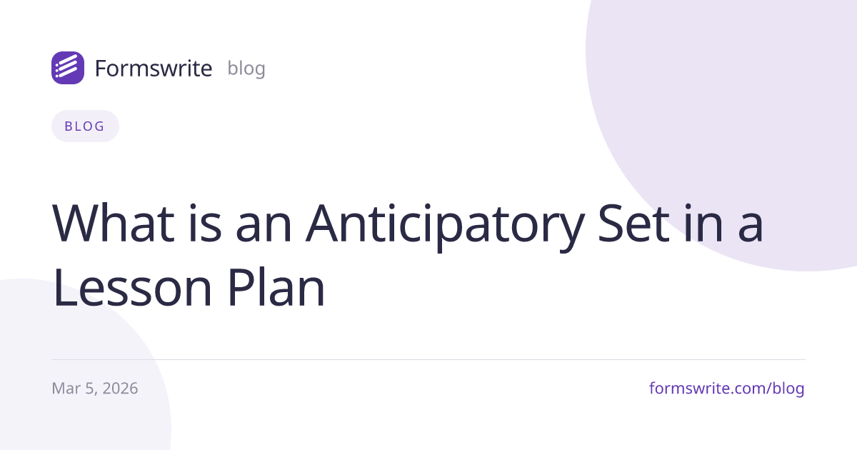 What is an Anticipatory Set in a Lesson Plan
