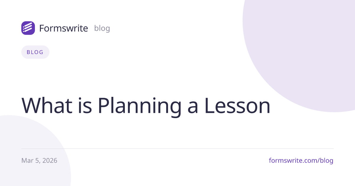 What is Planning a Lesson