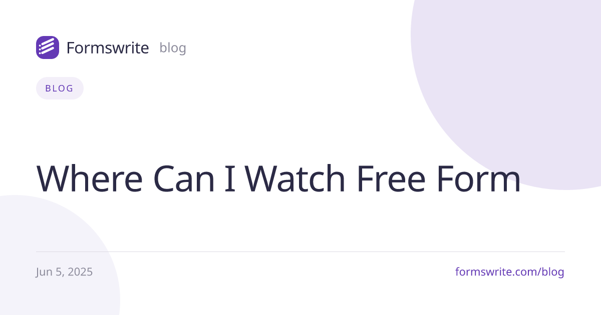 Where Can I Watch Free Form