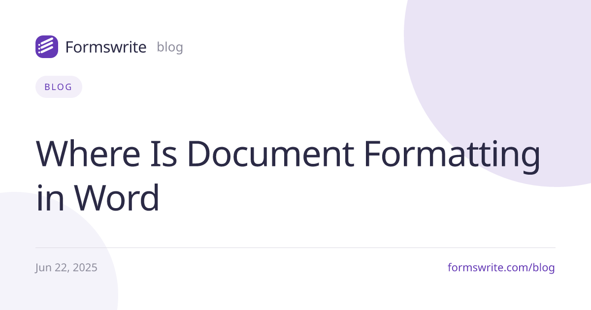 Where Is Document Formatting in Word