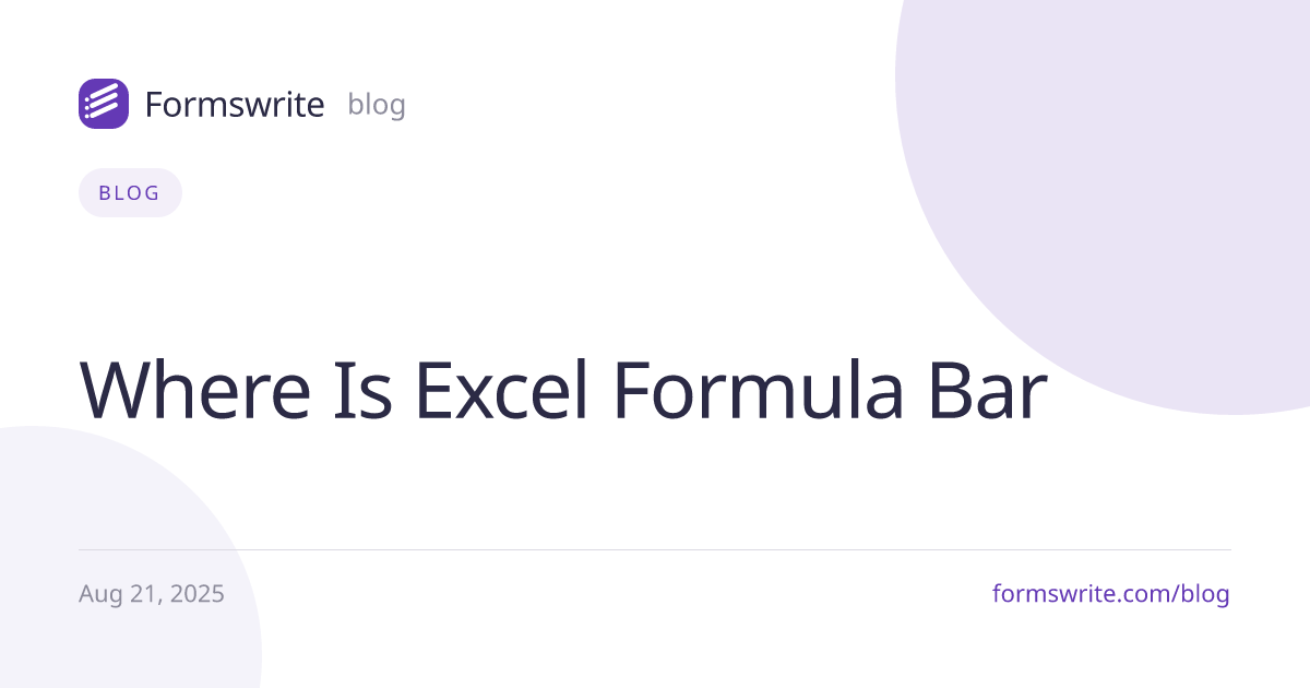 Where Is Excel Formula Bar