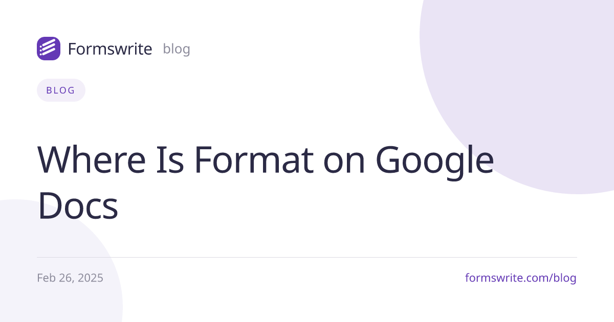 Where Is Format on Google Docs