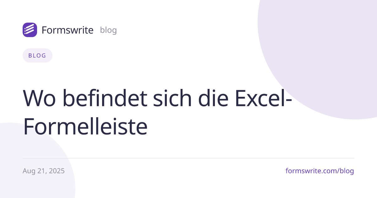 Wo befindet sich die Excel-Formelleiste